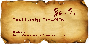 Zselinszky István névjegykártya